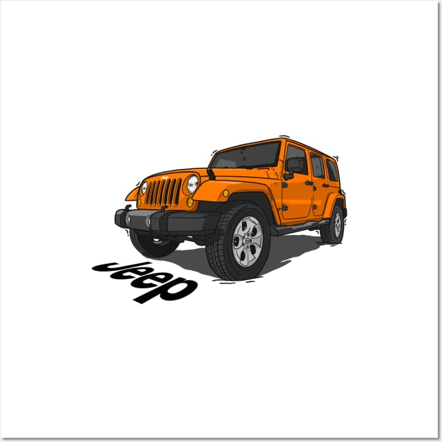 Jeep Wrangler - Orange Wall Art by 4x4 Sketch